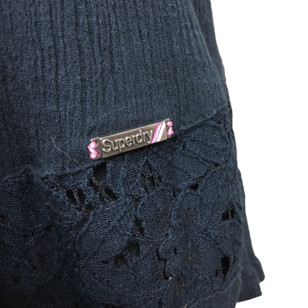 SuperDry Sleeveless Ribbed Lace Midi Dress, Size Small Blue - Picture 4 of 7